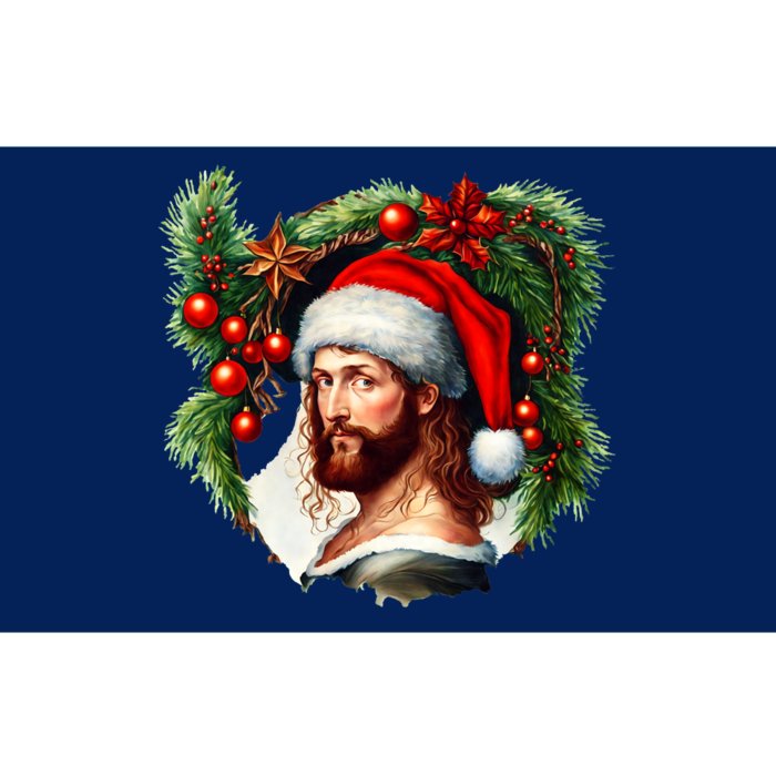 Christmas Jesus In Santa Hat Portrait Decorations Bumper Sticker