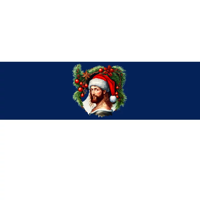 Christmas Jesus In Santa Hat Portrait Decorations Bumper Sticker