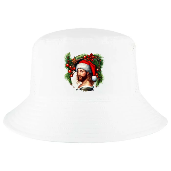 Christmas Jesus In Santa Hat Portrait Decorations Cool Comfort Performance Bucket Hat