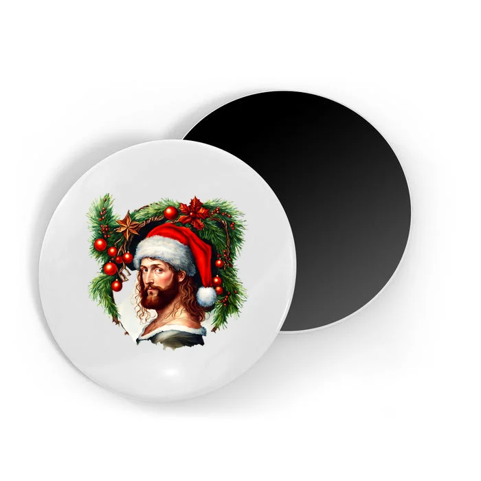 Christmas Jesus In Santa Hat Portrait Decorations Magnet