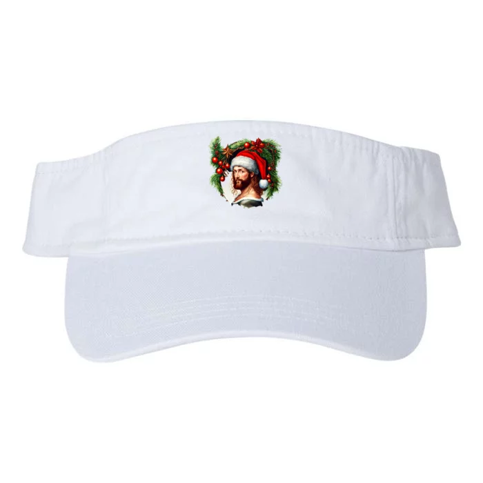 Christmas Jesus In Santa Hat Portrait Decorations Valucap Bio-Washed Visor