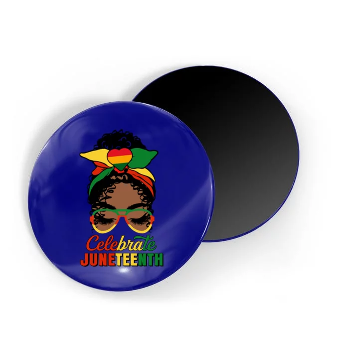 Celebrate Juneteenth Indepedence Day Black Messy Bun Gift Magnet