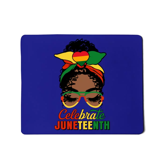 Celebrate Juneteenth Indepedence Day Black Messy Bun Gift Mousepad