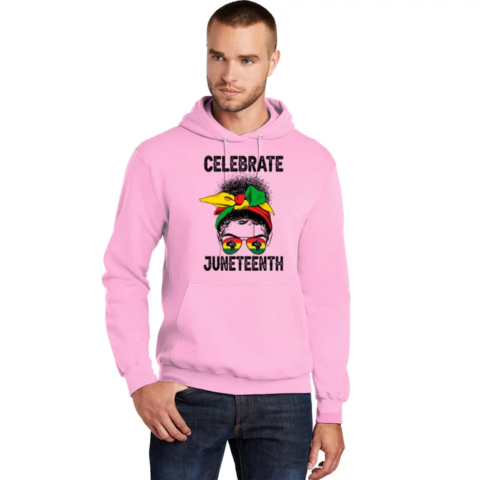 Celebrate Juneteenth Indepedence Messy Bun Black Pride Cool Gift Hoodie