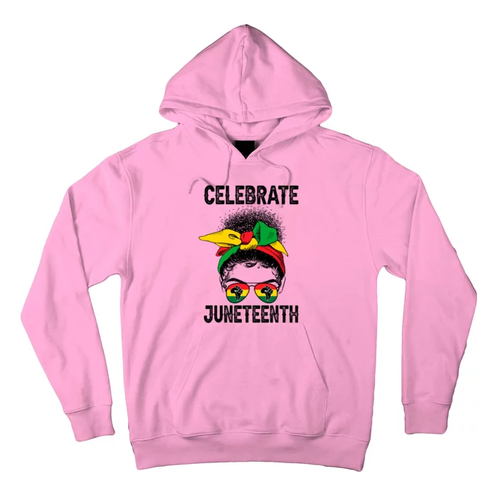 Celebrate Juneteenth Indepedence Messy Bun Black Pride Cool Gift Hoodie