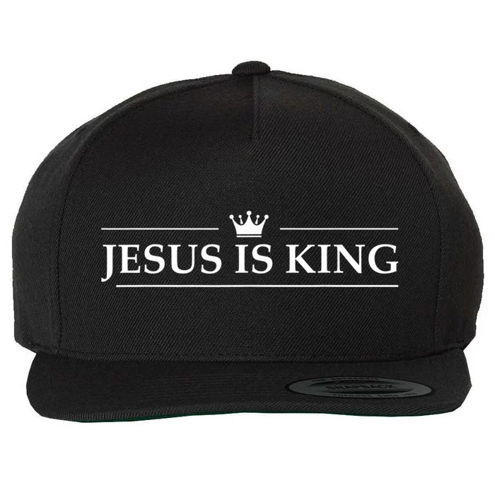 Christian Jesus Is King Design Crown Wool Snapback Cap