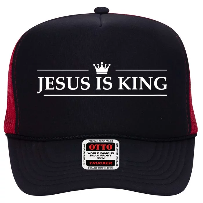 Christian Jesus Is King Design Crown High Crown Mesh Trucker Hat