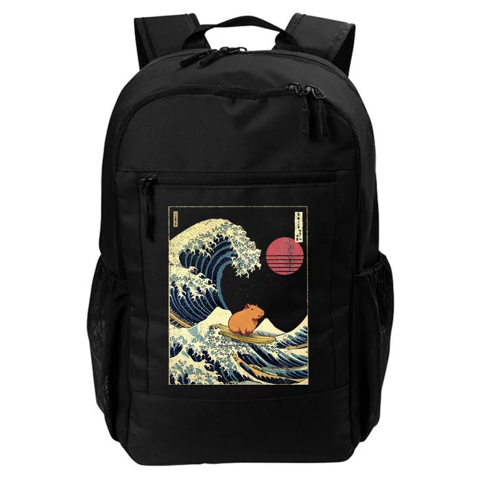 Capybara Japanese Kanagawa Wave Funny Surf Animal Daily Commute Backpack