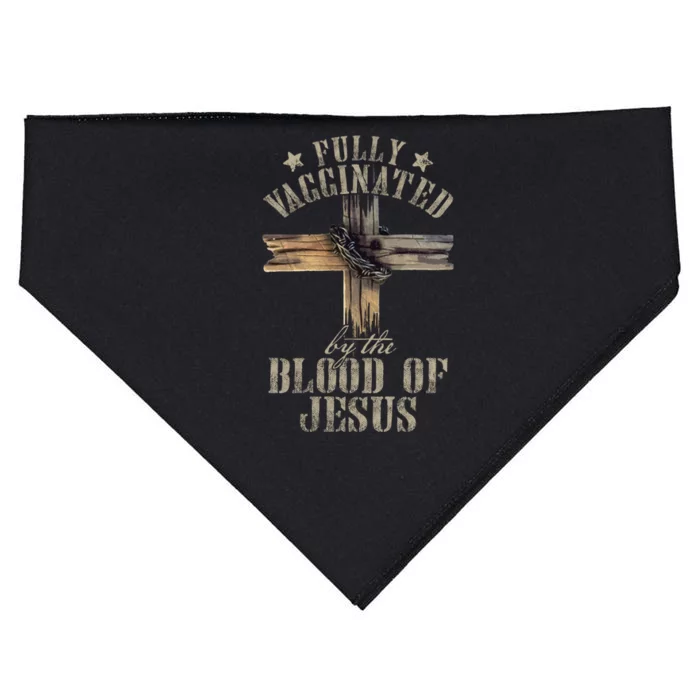 Christian Jesus Lover Fully Vaccinated By The Blood Of Jesus Long Sleeve TShirt USA-Made Doggie Bandana