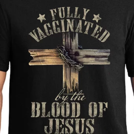 Christian Jesus Lover Fully Vaccinated By The Blood Of Jesus Long Sleeve TShirt Pajama Set