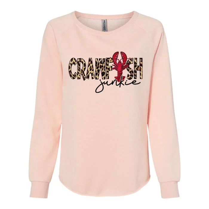 Crawfish Junkie Leopard Cheetah Crawfish Lover Womens California Wash Sweatshirt