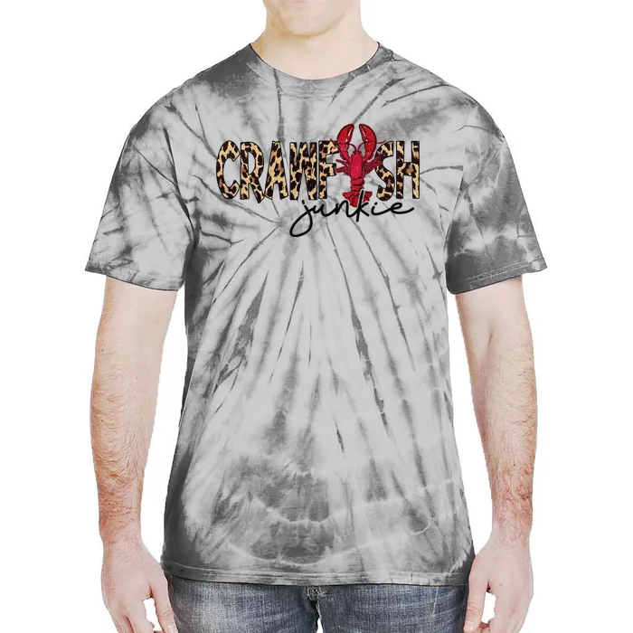 Crawfish Junkie Leopard Cheetah Crawfish Lover Tie-Dye T-Shirt