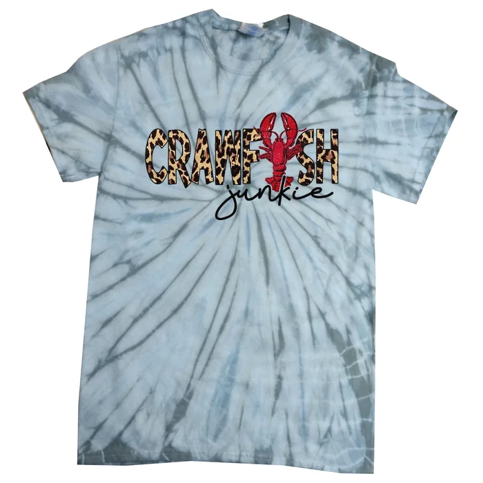 Crawfish Junkie Leopard Cheetah Crawfish Lover Tie-Dye T-Shirt