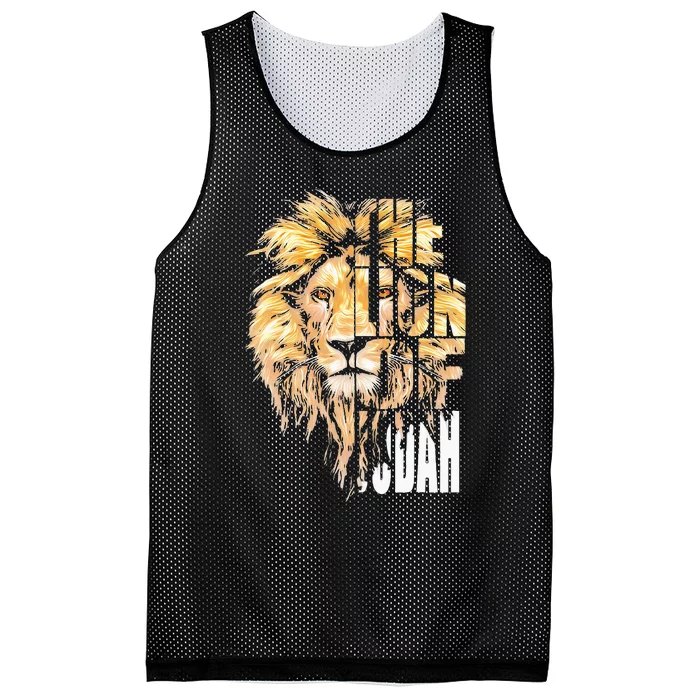 Christian Jesus Lion of Tribe Judah Cross Mesh Reversible Basketball Jersey Tank