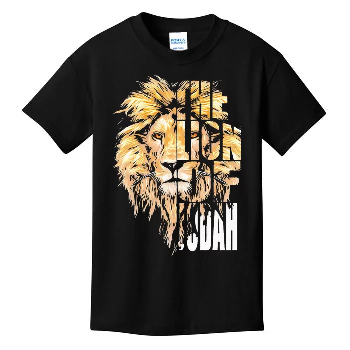 Christian Jesus Lion of Tribe Judah Cross Kids T-Shirt