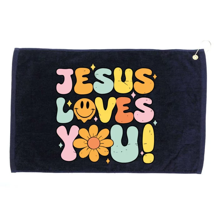 Christian Jesus Loves You Groovy Cute Vintage Vintage Grommeted Golf Towel