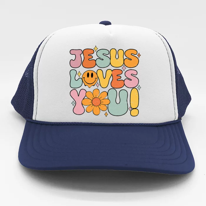 Christian Jesus Loves You Groovy Girl Women Gift Trucker Hat