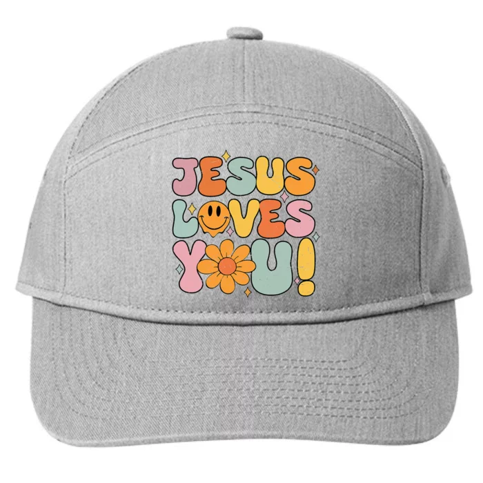 Christian Jesus Loves You Groovy Girl Women Gift 7-Panel Snapback Hat