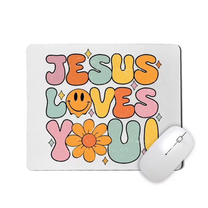 Christian Jesus Loves You Groovy Girl Women Gift Mousepad