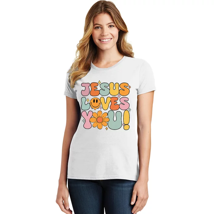 Christian Jesus Loves You Groovy Girl Women Gift Women's T-Shirt