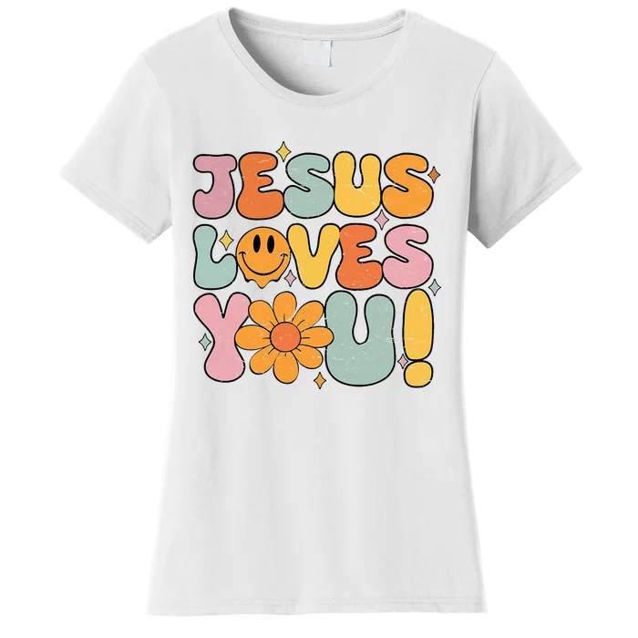 Christian Jesus Loves You Groovy Girl Women Gift Women's T-Shirt