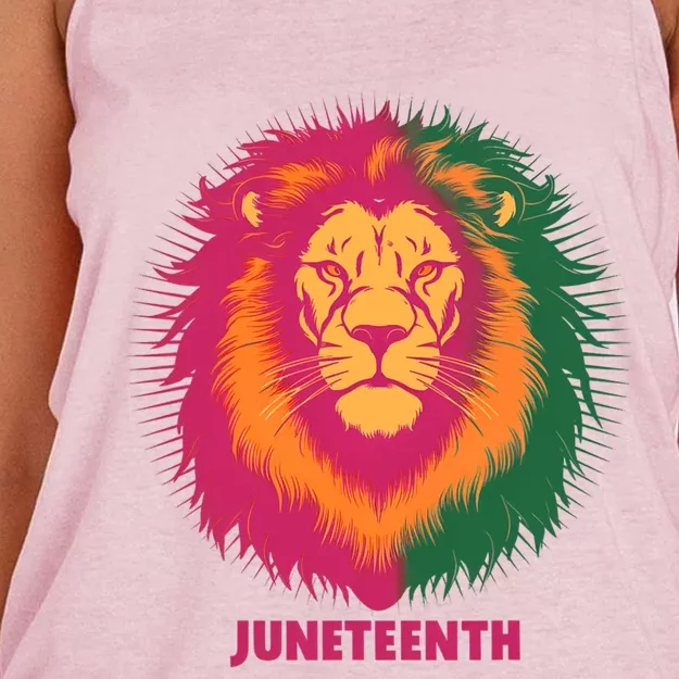 Celebrate Junenth Lion African American Freedom Day 1865 Gift Women's Knotted Racerback Tank