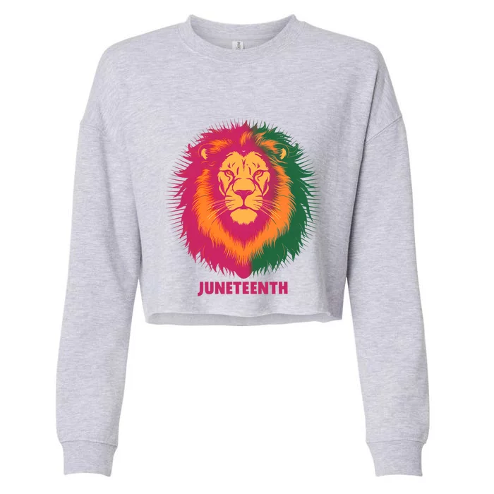 Celebrate Junenth Lion African American Freedom Day 1865 Gift Cropped Pullover Crew