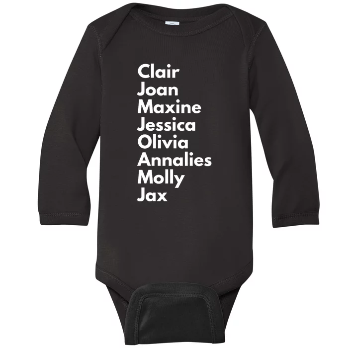 Clair Joan Maxine Jessica Olivia Annalies Molly Jax Baby Long Sleeve Bodysuit