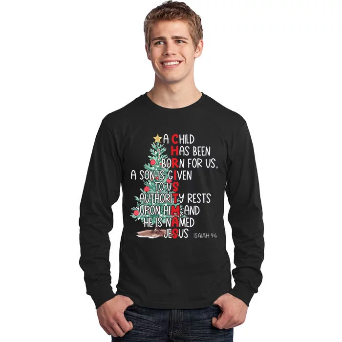 Christmas Jesus Mighty God Isaiah 9 6 Faith Christian Tall Long Sleeve T-Shirt