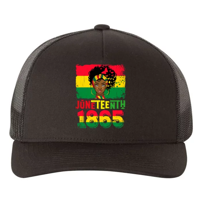 Celebrate Juneteenth Messy Bun Black Women 1865 Juneteenth Yupoong Adult 5-Panel Trucker Hat