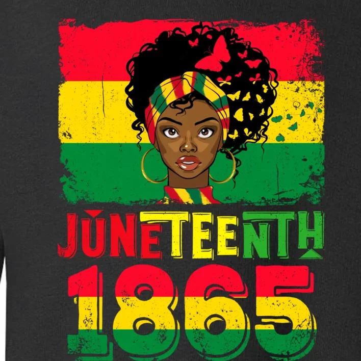 Celebrate Juneteenth Messy Bun Black Women 1865 Juneteenth Toddler Sweatshirt