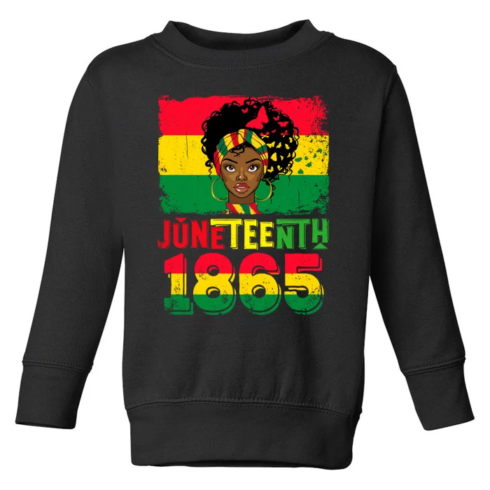 Celebrate Juneteenth Messy Bun Black Women 1865 Juneteenth Toddler Sweatshirt