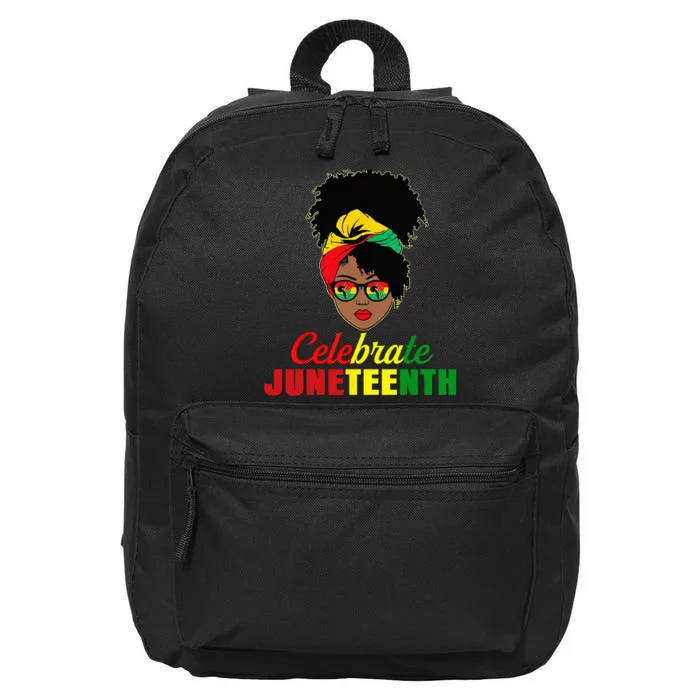 Celebrate Juneteenth Messy Bun Black Wo Melanin Pride 16 in Basic Backpack