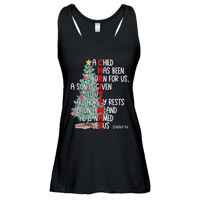 Christmas Jesus Mighty God Isaiah 9 6 Faith Christian Ladies Essential Flowy Tank