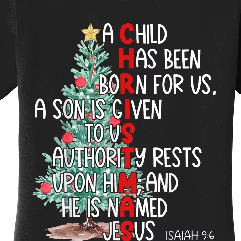 Christmas Jesus Mighty God Isaiah 9 6 Faith Christian Women's T-Shirt