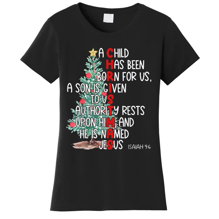 Christmas Jesus Mighty God Isaiah 9 6 Faith Christian Women's T-Shirt