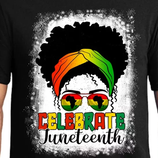 Celebrate Juneteenth Messy Bun Black History Month Cool Gift Pajama Set