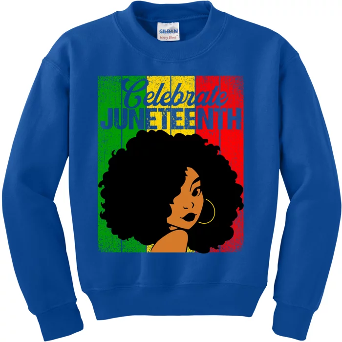 Celebrate Juneteenth Messy Bun Black 1865 Juneteenth Gift Kids Sweatshirt