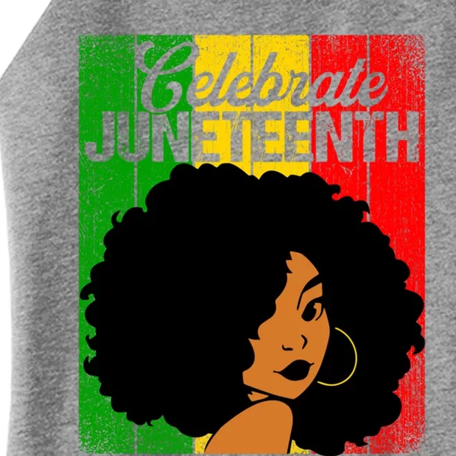 Celebrate Juneteenth Messy Bun Black 1865 Juneteenth Gift Women’s Perfect Tri Rocker Tank