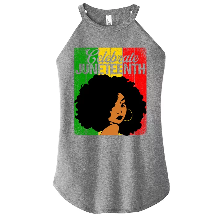 Celebrate Juneteenth Messy Bun Black 1865 Juneteenth Gift Women’s Perfect Tri Rocker Tank