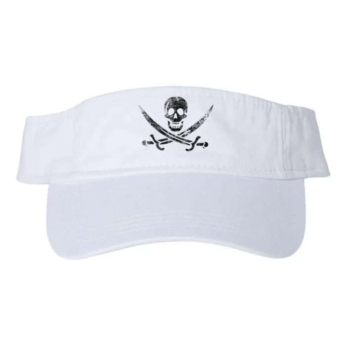 Calico Jack Pirate Flag Jolly Roger Distressed Graphic Valucap Bio-Washed Visor