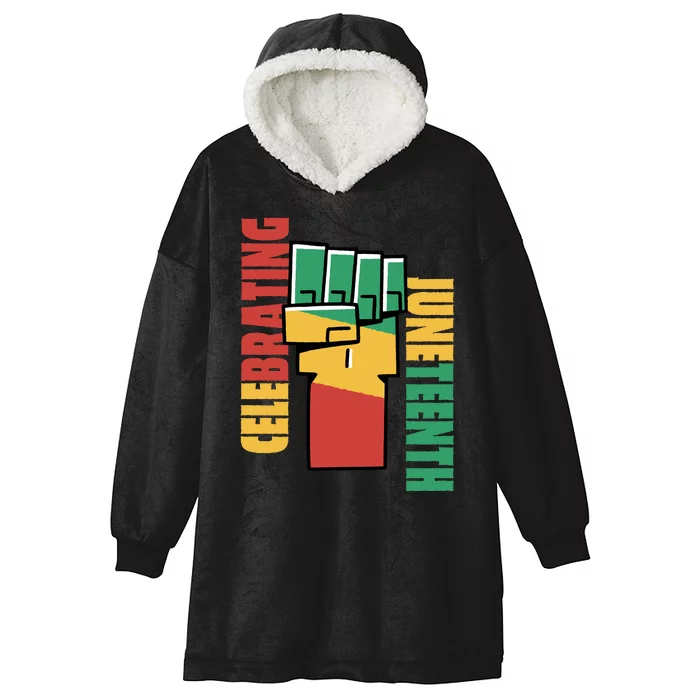 Celebrating Juneteenth Power Fist Hooded Wearable Blanket