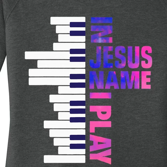 Christian Jesus Piano Player Pianist Keyboard Player Piano Women's Perfect Tri Tunic Long Sleeve Shirt