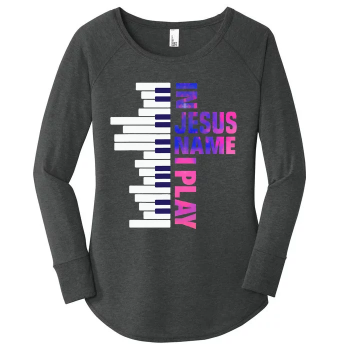 Christian Jesus Piano Player Pianist Keyboard Player Piano Women's Perfect Tri Tunic Long Sleeve Shirt