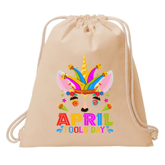 Cute Jester Prankster Unicorn April Fool's Day Joke Pranks Drawstring Bag