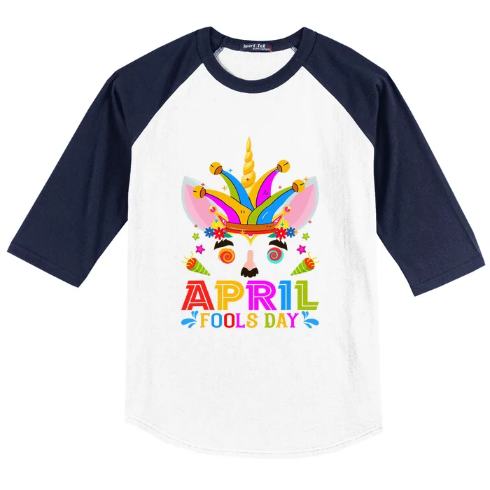 Cute Jester Prankster Unicorn April Fool's Day Joke Pranks Baseball Sleeve Shirt