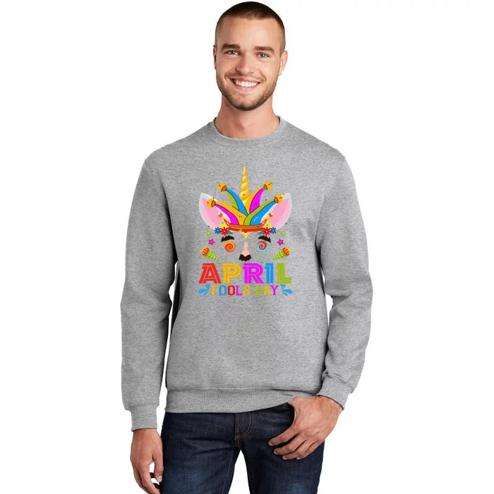 Cute Jester Prankster Unicorn April Fool's Day Joke Pranks Tall Sweatshirt