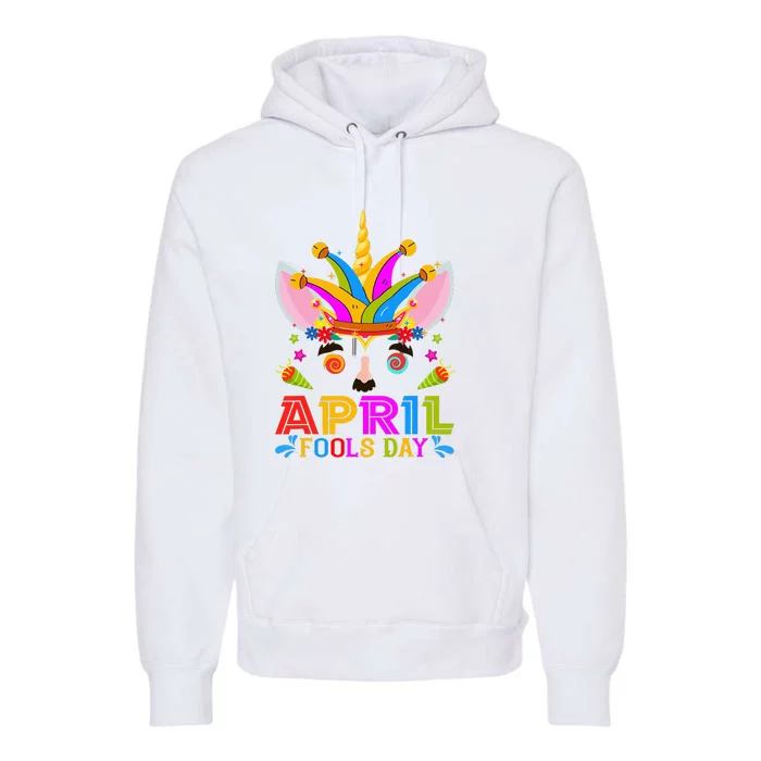 Cute Jester Prankster Unicorn April Fool's Day Joke Pranks Premium Hoodie