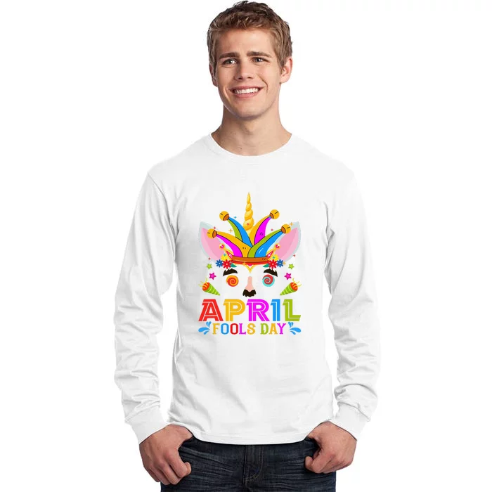 Cute Jester Prankster Unicorn April Fool's Day Joke Pranks Tall Long Sleeve T-Shirt