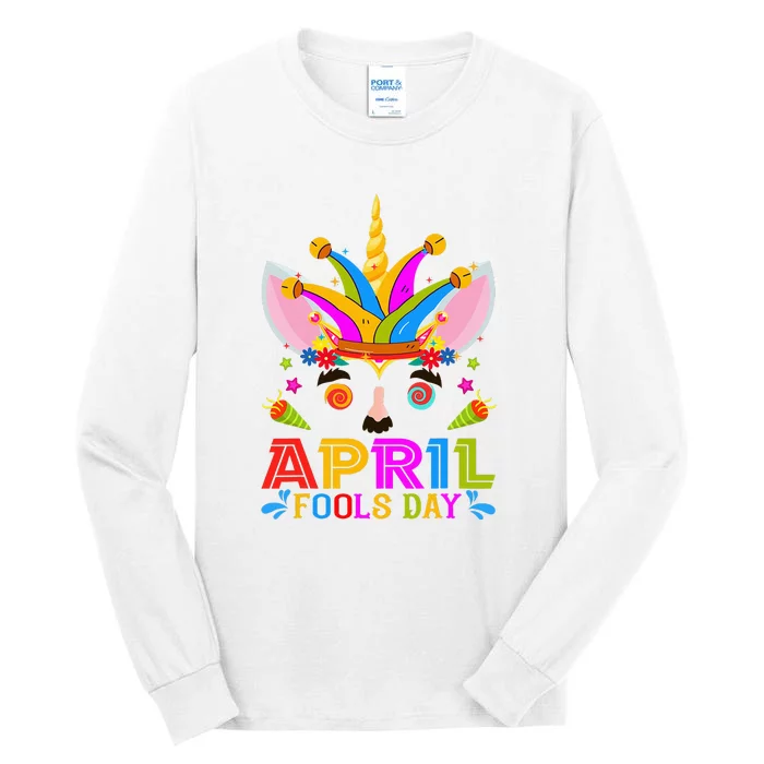 Cute Jester Prankster Unicorn April Fool's Day Joke Pranks Tall Long Sleeve T-Shirt